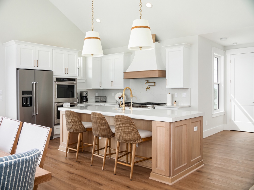 Bright residential kitchen and dining space